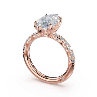 Half-Pavé Marquise Solitaire Engagement Ring in 18kt Rose Gold