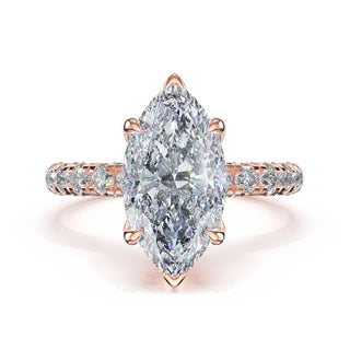 Half-Pavé Marquise Solitaire Engagement Ring in 18kt Rose Gold