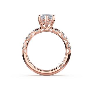 Half-Pavé Marquise Solitaire Engagement Ring in 18kt Rose Gold