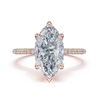 Half-Pavé Marquise Solitaire Engagement Ring in 14kt Rose Gold