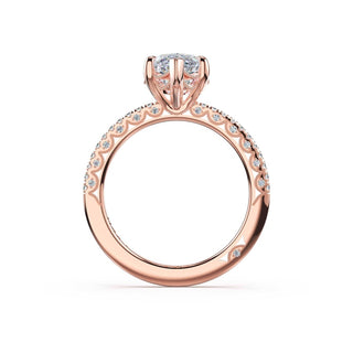 Half-Pavé Marquise Solitaire Engagement Ring in 14kt Rose Gold