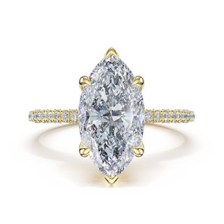Half-Pavé Marquise Solitaire Engagement Ring in 18kt Yellow Gold