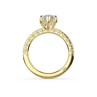 Half-Pavé Marquise Solitaire Engagement Ring in 18kt Yellow Gold