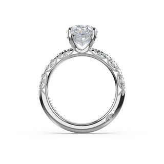 Half-Pavé Oval Solitaire Engagement Ring in Platinum