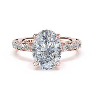 Half-Pavé Oval Solitaire Engagement Ring in 14kt Rose Gold