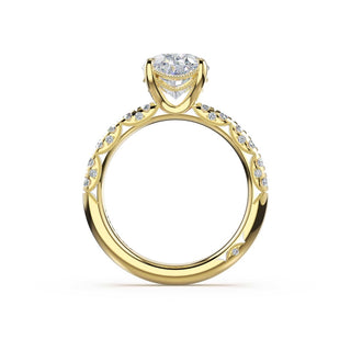 Half-Pavé Oval Solitaire Engagement Ring in 18kt Yellow Gold