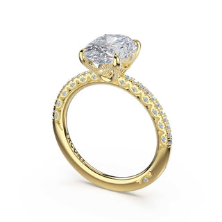 Half-Pavé Oval Solitaire Engagement Ring in 14kt Yellow Gold