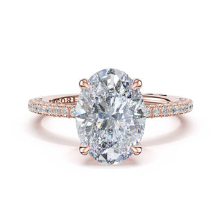 Half-Pavé Oval Solitaire Engagement Ring in 14kt Rose Gold