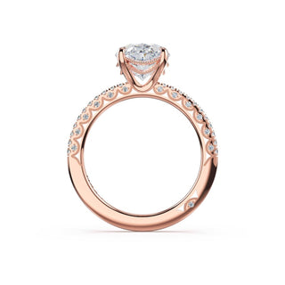Half-Pavé Oval Solitaire Engagement Ring in 18kt Rose Gold