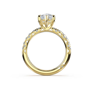 Half-Pavé Pear Solitaire Engagement Ring in 18kt Yellow Gold