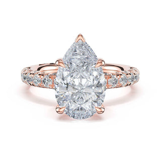 Half-Pavé Pear Solitaire Engagement Ring in 18kt Rose Gold
