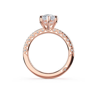 Half-Pavé Pear Solitaire Engagement Ring in 14kt Rose Gold