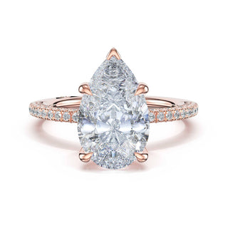 Half-Pavé Pear Solitaire Engagement Ring in 18kt Rose Gold