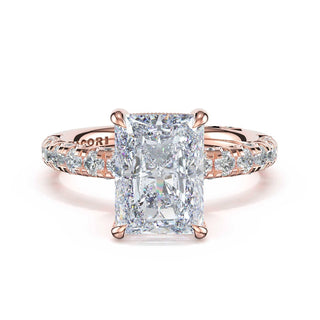 Half-Pavé Radiant Solitaire Engagement Ring in 14kt Rose Gold