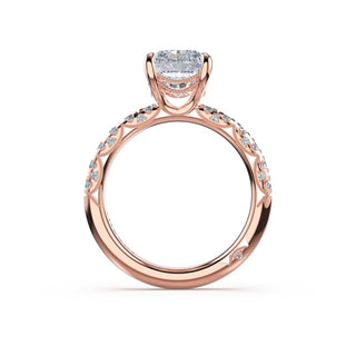Half-Pavé Radiant Solitaire Engagement Ring in 14kt Rose Gold