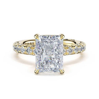 Half-Pavé Radiant Solitaire Engagement Ring in 18kt Yellow Gold