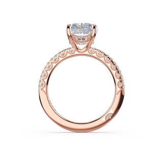 Half-Pavé Radiant Solitaire Engagement Ring in 14kt Rose Gold