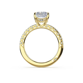 Half-Pavé Radiant Solitaire Engagement Ring in 18kt Yellow Gold