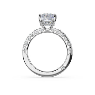 Half-Pavé Radiant Solitaire Engagement Ring in 18kt White Gold