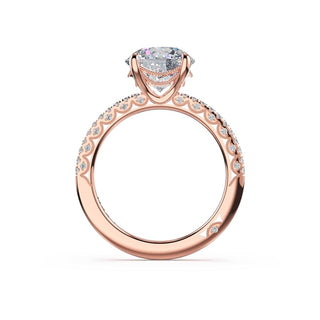Half-Pavé Round Solitaire Engagement Ring in 14kt Rose Gold