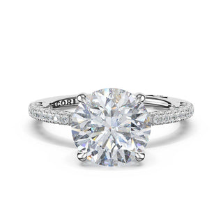 Half-Pavé Round Solitaire Engagement Ring in 14kt White Gold