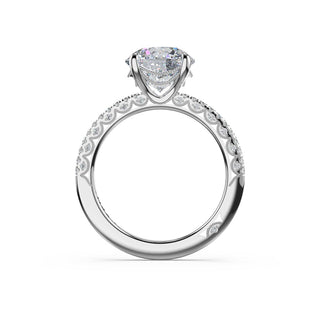Half-Pavé Round Solitaire Engagement Ring in 14kt White Gold