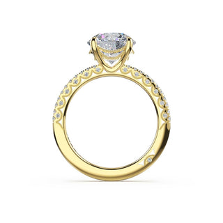 Half-Pavé Round Solitaire Engagement Ring in 18kt Yellow Gold