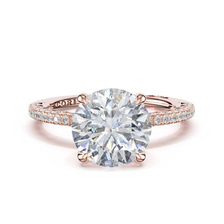 Half-Pavé Round Solitaire Engagement Ring in 18kt Rose Gold