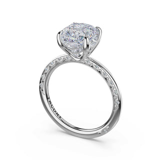 High-Polish Cushion Solitaire Engagement Ring in Platinum