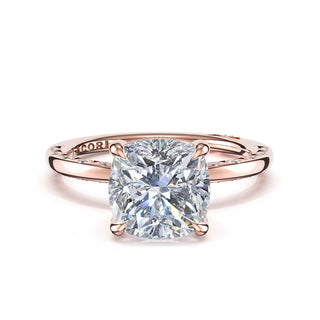 High Polish Cushion Solitaire Engagement Ring in 14kt Rose Gold