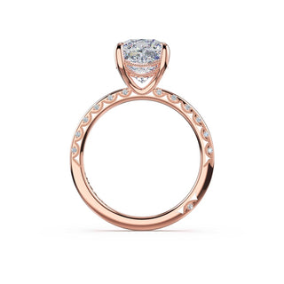 High Polish Cushion Solitaire Engagement Ring in 14kt Rose Gold