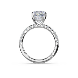 High Polish Cushion Solitaire Engagement Ring in 14kt White Gold