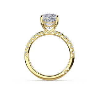 High Polish Cushion Solitaire Engagement Ring in 18kt Yellow Gold