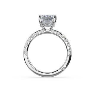 High-Polish Emerald Solitaire Engagement Ring in 14kt White Gold