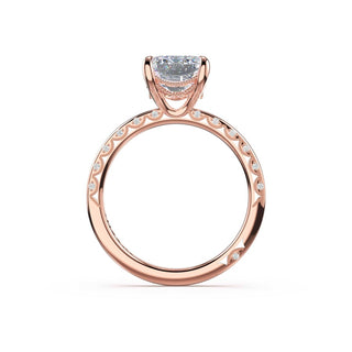 High-Polish Emerald Solitaire Engagement Ring in 18kt Rose Gold