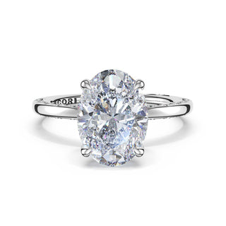 High-Polish Oval Solitaire Engagement Ring in Platinum