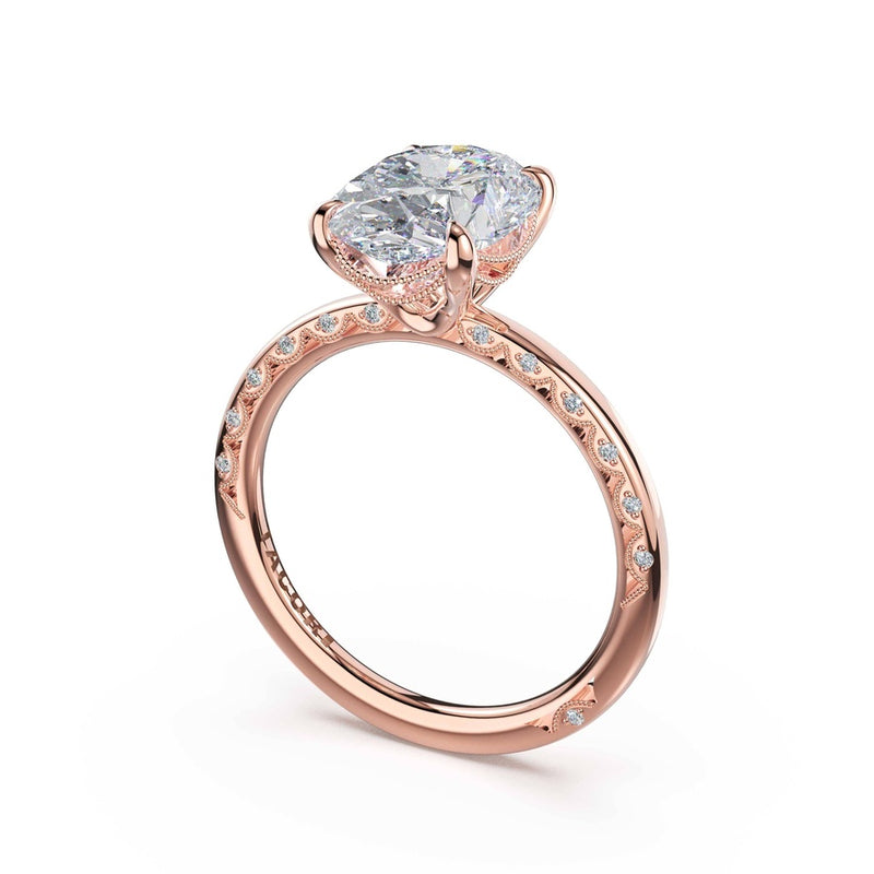 High-Polish Oval Solitaire Engagement Ring in 14kt Rose Gold