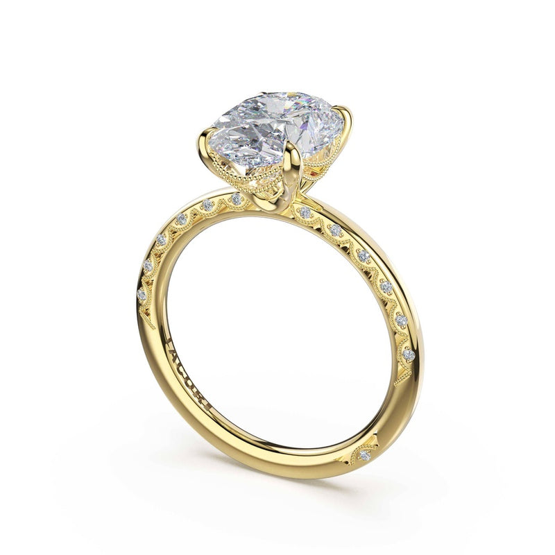 High-Polish Oval Solitaire Engagement Ring in 18kt Yellow Gold