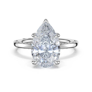 High-Polish Pear Solitaire Engagement Ring in Platinum