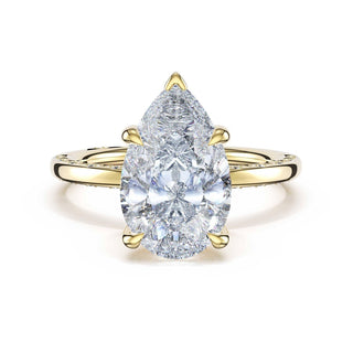 High-Polish Pear Solitaire Engagement Ring in 14kt Yellow Gold