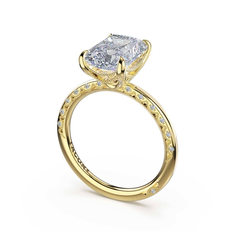 High-Polish Radiant Solitaire Engagement Ring in 18kt Yellow Gold