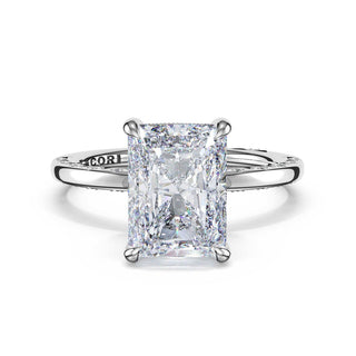 High-Polish Radiant Solitaire Engagement Ring in 18kt White Gold