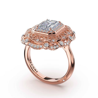 Emerald Estate Diamond Engagement Ring in 14kt Rose Gold