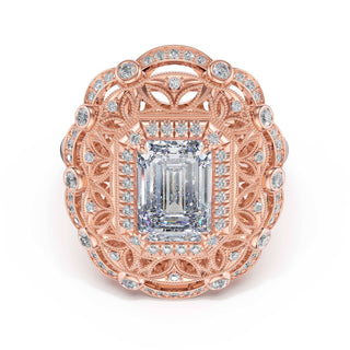 Emerald Estate Diamond Engagement Ring in 14kt Rose Gold