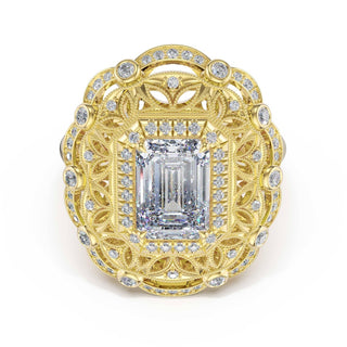 Emerald Estate Diamond Engagement Ring in 18kt Yellow Gold