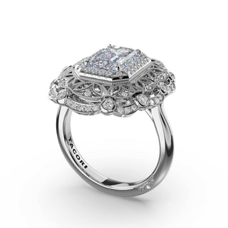 Emerald Estate Diamond Engagement Ring in 18kt White Gold
