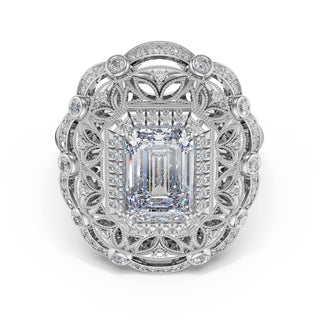 Emerald Estate Diamond Engagement Ring in 18kt White Gold