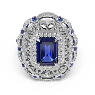 Emerald Estate Sapphire Engagement Ring in Platinum