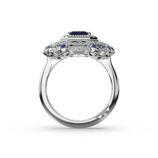 Emerald Estate Sapphire Engagement Ring in 14kt White Gold