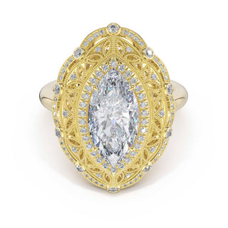 Marquise Estate Diamond Engagement Ring in 18kt Yellow Gold